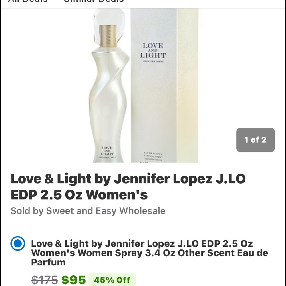 Jennifer Lopez love and light perfume 2.5 fluid ounces